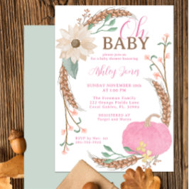 Oh Baby Roze Pompoen Douche Uitnodigen Kaart