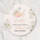 Oh Baby roze pompoen floral chique baby shower Bedankjes Labels (Voorkant)