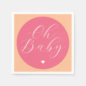 Oh baby roze retro minimaal baby shower servet (Voorkant)