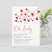 Oh Baby roze rode harten Valentijns Baby shower Kaart (Staand voorkant)