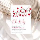 Oh Baby roze rode harten Valentijns Baby shower Kaart