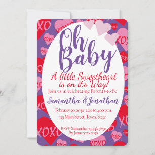 Oh Baby Roze Rood Sweethearts Baby shower Paarse Kaart