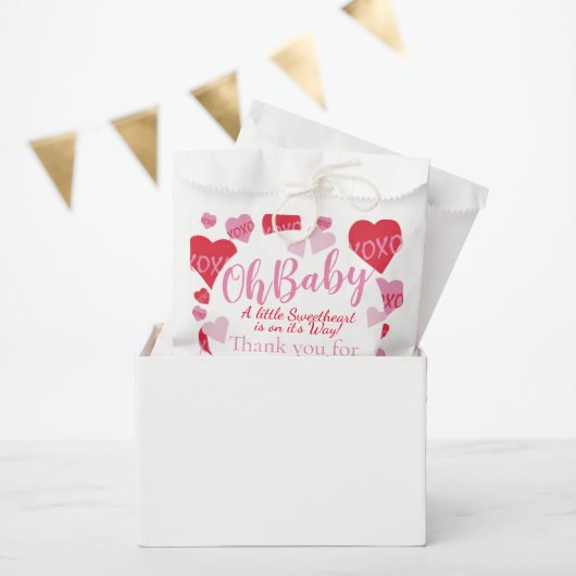 Oh Baby Roze Rood Sweethearts Baby shower Wit Bedankzakje (Feest)