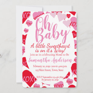 Oh Baby Roze Rood Sweethearts Baby shower Wit Kaart