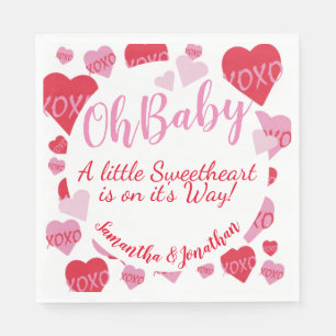 Oh Baby Roze Rood Sweethearts Baby shower Wit Servet