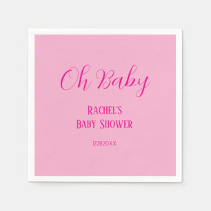Oh Baby Roze Script Modern Schattige Meisje Baby s Servet