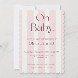 Oh Baby Roze Streep Baby Shower Uitnodiging