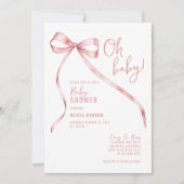 Oh Baby Roze Strik Meisje Baby Shower Kaart (Voorkant)