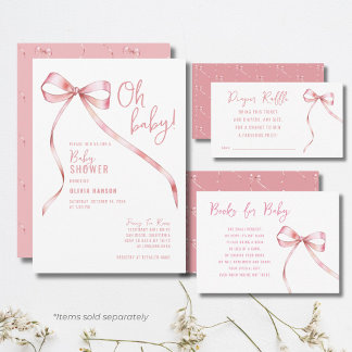 Oh Baby Roze Strik Meisje Baby Shower Kaart