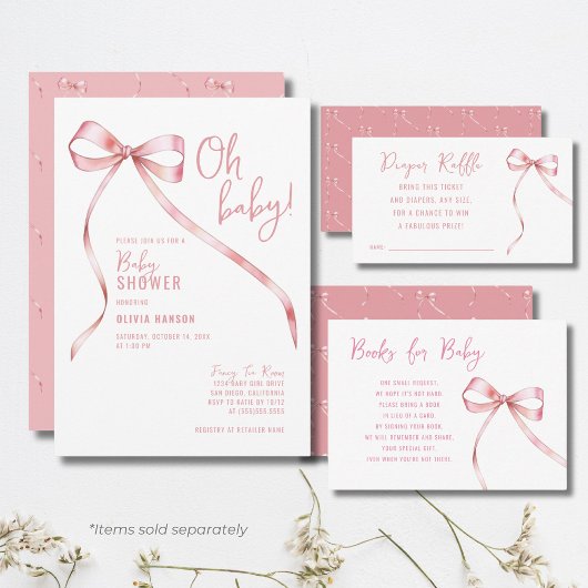 Oh Baby Roze Strik Meisje Baby Shower Kaart