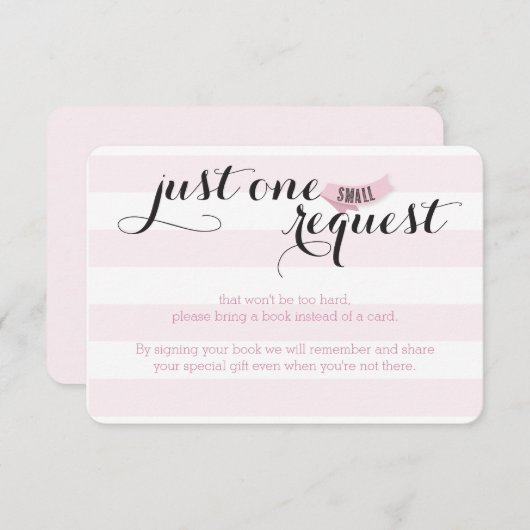 Oh Baby roze Stripes Shower Book Request Card Informatiekaartje (Voorkant / Achterkant)