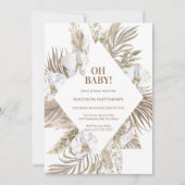 Oh Baby Roze & Tan Boho Floral Baby shower Kaart (Voorkant)