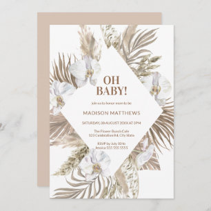 Oh Baby Roze & Tan Boho Floral Baby shower Kaart