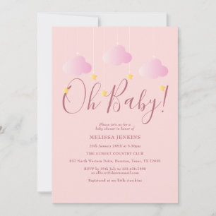 Oh Baby Roze Twinkel Twinkel Baby Shower Uitnodigi Kaart