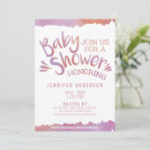 Oh Baby roze Waterverf Baby shower Kaart (Staand voorkant)