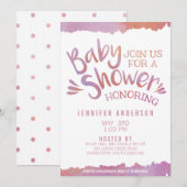 Oh Baby roze Waterverf Baby shower Kaart (Voorkant / Achterkant)