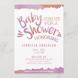 Oh Baby roze Waterverf Baby shower Kaart