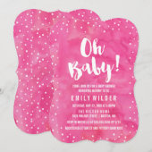 Oh Baby roze Waterverf Baby shower Kaart (Voorkant / Achterkant)