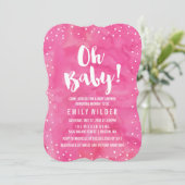 Oh Baby roze Waterverf Baby shower Kaart (Staand voorkant)