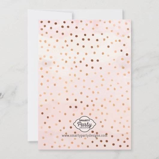 OH BABY. Roze Waterverf & Gold Foil Baby shower Kaart (Achterkant)