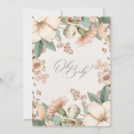 Oh Baby roze wilde bloem bloemenmeisje baby shower (Achterkant)