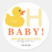 Oh Baby Rubber Duck Baby Shower Favor Stickers (Voorkant)