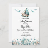 Oh, Baby! Rustic Blue Baby shower Invitation Kaart (Voorkant)