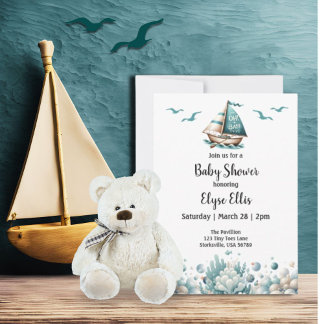 Oh, Baby! Rustic Blue Baby shower Invitation Kaart