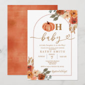 Oh Baby Rustic Boho Floral Pumpkin Baby shower Kaart (Voorkant / Achterkant)