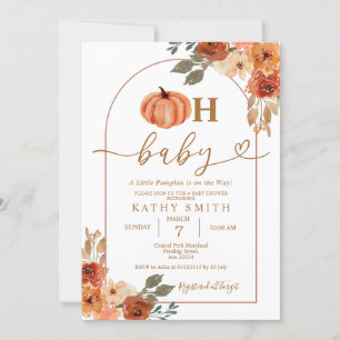 Oh Baby Rustic Boho Floral Pumpkin Baby shower Kaart