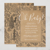 Oh Baby Rustic Country Trees Baby shower Kaart (Voorkant / Achterkant)