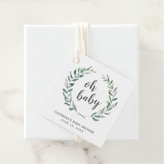 Oh Baby Rustic Greenery Gender Neutral Baby shower Bedankjes Labels (In situ)