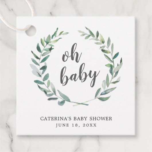 Oh Baby Rustic Greenery Gender Neutral Baby shower Bedankjes Labels (Voorkant)