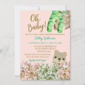 Oh Baby Rustic Greenery Teddy Bear Baby shower Kaart (Voorkant)