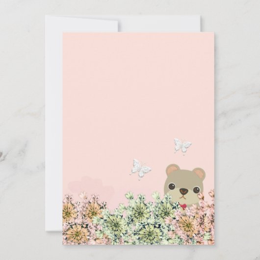 Oh Baby Rustic Greenery Teddy Bear Baby shower Kaart (Achterkant)