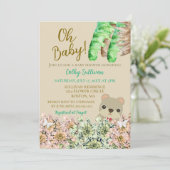 Oh Baby Rustic Greenery Teddy Bear Baby shower Kaart (Staand voorkant)
