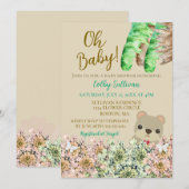 Oh Baby Rustic Greenery Teddy Bear Baby shower Kaart (Voorkant / Achterkant)