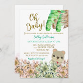 Oh Baby Rustic Greenery Teddy Bear Baby shower Kaart (Voorkant / Achterkant)