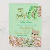 Oh Baby Rustic Greenery Teddy Bear Baby shower Kaart (Voorkant / Achterkant)