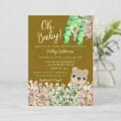 Oh Baby Rustic Greenery Teddy Bear Brown Baby Kaart (Staand voorkant)