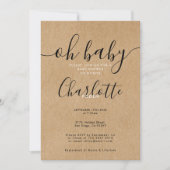 Oh Baby Rustic Kraft Baby shower / Sprinkle Kaart (Voorkant)