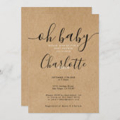 Oh Baby Rustic Kraft Baby shower / Sprinkle Kaart (Voorkant / Achterkant)
