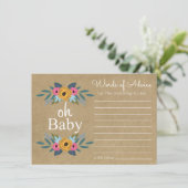 Oh Baby! Rustic Kraft Floral Wreath Baby shower Kaart (Staand voorkant)