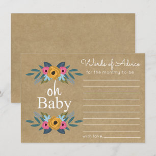 Oh Baby! Rustic Kraft Floral Wreath Baby shower Kaart