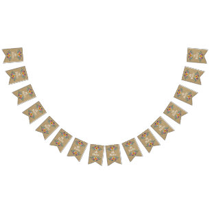 Oh Baby! Rustic Kraft Floral Wreath Baby shower Vlaggetjes