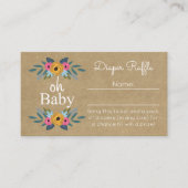 Oh Baby! Rustic Kraft Floral Wreath Diaper Raffle Informatiekaartje (Voorkant)