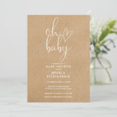 Oh Baby Rustic Kraft Foto Baby shower Kaart (Staand voorkant)