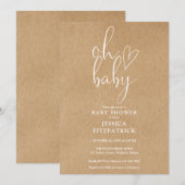 Oh Baby Rustic Kraft Genderneutraal Baby shower Kaart (Voorkant / Achterkant)