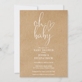 Oh Baby Rustic Kraft Geslachtsneutrale Baby Shower Kaart
