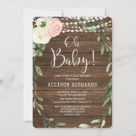 Oh Baby Rustic licht roze groen baby shower Kaart
